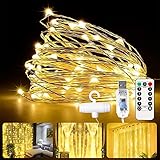 LED Lichterkette 300 LEDs, Lichtervorhang 3m x 3m, USB Lichterkettenvorhang Warmweiß, Vorhanglichter mit 8 Modi Fernbedienung für Party deko, schlafzimmer, Innenbeleuchtung