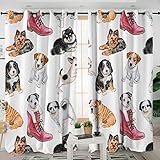 Vorhang Blickdicht Roter Schuhtierhund Verdunkelungsvorhang mit Ösen Deko Stück Thermovorhang Blickdichte Gardinen Schlafzimmer 150 x 166
