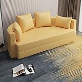 SND-A Neues Rundes Schlafsofa, Faltbares Multifunktions-Futon Mit USB-Ladefunktion Und Praktischer Aufbewahrungsbox-Funktion Komfortable Sitzmöbel Für Wohnzimmer, Schlafzimmer, Wohnung,Gelb,170CM