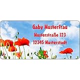 Adressaufkleber - Adressetiketten - Mohnblüte - 140 Stück 54 x 25 mm, 1-3 Zeilen beschriftb