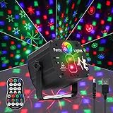 Drehbares Discokugel, RGB LED Party Licht mit Fernbedienung und USB Kabel, Sprachsteuertes Bühnenlicht, Discolicht mit mehreren Mustern für Partys Geburtstags Halloween Feiertags W