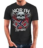 Neverless® Herren T-Shirt North Wikinger Norwegen Skull Totenkopf Print Aufdruck Fashion Streetstyle schwarz XL