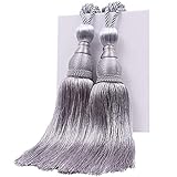 Gurxi Raffhalter Vorhang Quasten Quasten Vorhang Raffhalter Quaste Vorhanghalter Vorhang Raffhalter Quasten fur Vorhangequastenborte für Salon Schlafzimmer Bibliothek Hotel Silber Grau 2PCS