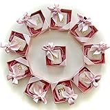 Mini Kuran & Gül Kokulu Tesbih 99'lu süslü Kare Kutu Içinde (10 Adet) / Mini Koran & Parfümierte Gebetskette mit Rosenduft und 99 Perlen in schöner Geschenkverpackung (10 Stück) (Rosa)
