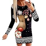 Dasongff Kleider Sweatjacke Jumper Long Hoodies Sweatshirt Freizeitkleidung Schneemann Drucken Tunika Kleid Hoodiekleider Große Größen Winterkleider Oberteile Sport Tops Hemd Fur Teenager M