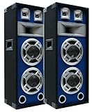 2x600W Party DJ PA Lautsprecher-Paar Disco Boxen doppel 20cm BASS Blue-LED E-Lektron SPL220