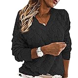 Frauen V-Ausschnitt Solide Strick Casual Pullover Weibliche Mode Herbst Winter Pullover Lose Lang