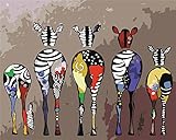 YEESAM ART Neuerscheinungen Malen nach Zahlen für Erwachsene Kinder - Colorful Zebra Bunt Animals Tiere 16 * 20 Zoll Leinen Segeltuch - DIY ölgemälde ölfarben Weihnachten Geschenke (Ohne Frame)