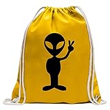 Kiwistar - Alien Peace Turnbeutel Fun Rucksack Sport Beutel Gymsack Baumwolle mit Ziehg