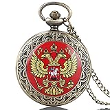 ZHAOXIANGXIANG Taschenuhr,Russische Doppelkopfadler National Emblem Dome Gedenkabzeichen Design Taschenuhr Kunstsammlungen Für Männer F