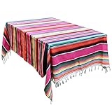 Aparty4u 150x215cm Colorful Mexikanische Tischdecke Decken Quaste aus Baumwolle Sarape Tisch Cover für Mexikanischen Party Home Hochzeit Dek