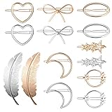 Metall Haarspange 14 Stück Damen Süße Haarschmuck Hair Clip für Hochzeit Party Mädchen Geschenk, Gold und Silb