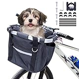 Fahrrad vorne Körb Faltbar,Hundefahrradkörbe,Fahrradkörb vorne 2 in 1,mit Schnellentfernun Lenkeradapter,Korbtragetasche/Haustierträger Oxford Tuch,Einkaufstasche,für Katze,Picknick,Elek