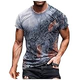 Herren T-Shirt Sommer Rundhals Casual Fashion Bedrucktes Vintage T-Shirt Slim Fit Tee Regular Fit Kurzarm Shirt Basic Männer T-Shirt Crew Neck Jungen Kurzarmshirt O-Neck Kurzarm Sleeve Top