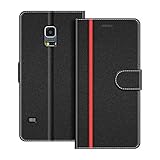 COODIO Handyhülle für Samsung Galaxy S5 Mini Handy Hülle, Samsung Galaxy S5 Mini Hülle Leder Handytasche für Samsung Galaxy S5 Mini Klapphülle Tasche, Schwarz/R