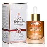 Premium Pure Argan Oil + Coconut Oil for Face, Hair, Skin, Nails, Perfect for Dry Damaged Hair, 100% Natural Coconut Oil, Stimulates Collagen Production Hydrates, Restore Skin & H