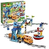 LEGO 10875 DUPLO Güterzug, „Push & Go“-Lok mit Lichtern und Geräuschen, Funktionssteinen und 2 Kranen, Spielzeug für Kinder ab 2 Jahren, Geschenk für Kleink