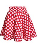 DRESSTELLS Damen Basic Solide Vielseitige Dehnbar Informell Mini Glocken Rock Red White Dot M