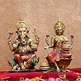 TIED RIBBONS Lord Ganesha Lakshmi Statue - Indischer Gott Laxmi Ganesh Murti Artikel Home Tempel Puja Pooja Idol Diwali Geschenk Tisch Schreibtisch Ganpati Skulp