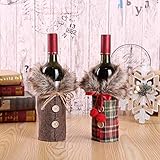 SITAILI 2Pcs Weihnachten Pullover Weinflasche Abdeckung, Weihnachten Weinflasche Abdeckung, Kragen & Knopf Mantel Design Weinflasche Pullover Weinflasche Kleid Sets Weihnachtsfeier Dek