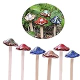 Bunte Gartenpilze, Fairy Garden Pilz Toadstool Keramik [ 4 Farbe 6 Stücke ] Garten Töpfe Dekoration Keramik Ornament für DIY Dollhouse Potting Shed Blumentopf Pflanzen Statue (6 piecse)