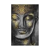 Schlafzimmer Wanddekor Abstrakte Goldene Buddha Statue Leinwand Malerei Poster und Drucke Buddhismus Kunst Bilder Dekoration 55x78cm (21,7x30.7in) Ung