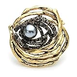 EWFD Pearl Rose Flower Broocohes für Frauen Metall Grey Pearl Strass Flower Hochzeiten Casual Office Brosche Pins Geschenk