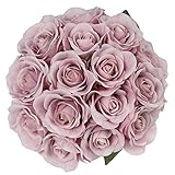 Kunstblumen Künstliche Rosen Gefälschter Irischer Rosenstrauß Seidenrose Höhe 21.8cm, 15 Köpfe Rosen Seidenblumen Brautstrauß für Hochzeit Home Dek