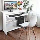 AYNEFY Computertisch, Holz, beweglicher Computertisch, offenes Design, Arbeitsstation, Laptop-Tisch, Aufbewahrung mit Tastaturablage, 80 x 49,5 x 76