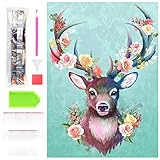 Wishstar 5D Diamond Painting, DIY Diamant Painting Hirsch Set, Diamond Painting Bilder für Kinder/Erwachsene/Anfänger, Diamanten Painting für Wand/Haus Dekorationen (30X40CM)