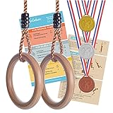 KLEINTOBER I premium Holz Turnringe für Kinder & Erwachsene I Outdoor & Indoor I Ringe I verstellbare Höhe I mit Anleitung für Fitness & Sport I und Medaillen für Motivation I ideal als Geschenk