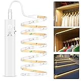 LED Band mit Bewegungsmelder - Warmweiß, Kleiderschrank Beleuchtung Stripe, Bewegungssensor Licht Leiste, Überall Aufkleben Nachtlicht für Schlafzimmer, Treppe, Schrank(1 pack | Batterie)