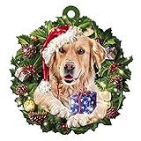 CHAODI Weihnachtsbaum Hängende Ornamente, Holz Hund Form Auto Anhänger, Weihnachtsschmuck, Auto Hund Weihnachten Anhänger Schlüssel Rucksack Zubehö