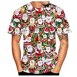 Zhiyao Weihnachten T-Shirt - Heavy Xmas Merry Christmas Ugly X-Mas Santa Claus Weihnachtsoutfit Weihnachtsshirt Herren Männer T-Shirt C