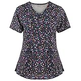 NP Krankenschwester-Uniform für Damen, Spa-Uniform, Gesundheitsarbeiter, Kleidung, T-Shirt, Schwarz , XXXXL