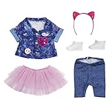 BABY born Deluxe Jeans-Kleid Spiel Set für 43cm Puppe - Einfach für Kleine Hände, Kreatives Spiel fördert Empathie & Soziale Fähigkeiten, für Kleinkinder ab 3 Jahren - Inklusive Shirt &