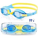 DZQRN Taucherbrille Kinder, Schwimmbrille Kinder, Antibeschlag Wasserdicht Uv Schutz, Superweiche Premium Kinder Taucherbrille für Mädchen Junge von 3 bis 15 Jahren mit Ohrstöpsel & Nasenk
