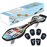 EiDevo Waveboard, Double Wheel Scooter Caster Board mit LED-Aurora Leuchtet Wave Board Geburtstagsgeschenk Anti-Rutsch-Schlangenbrett Geeignet für Kinder und Jugendliche Anfänger Skateb