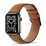 Tasikar Lederarmband Kompatibel mit Apple Watch Armband 42mm 44mm 45mm Premium Echte Leder Ersatzarmband Kompatibel mit iWatch Series 7 (45mm) SE Series 6 5 4 (44mm) Series 3 2 1 (42mm) - B