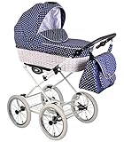 Classico Retro Ein Luxus, Nostalgie Kinderwagen - Kombikinderwagen mit Weidenkorb in Weiß, Komplettset de luxe 2 in 1: Kinderwagen + Sportwagenaufsatz + Autositzadap