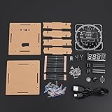 Wendry Digitales LED-Uhr-Set, multifunktionale Lichtsteuerung, Rotation, digitale LED-Uhr mit Temperatur-Suite mit Installationszubehör (Gehäuse und USB-Kabel), Rot / B