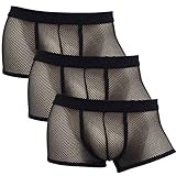 Herren Unterwäsche Sexy Mesh Atmungsaktive Boxershorts Low Rise Cool Boxer Pack Set, Stil 4, schwarz, 3 Stück, X-Larg
