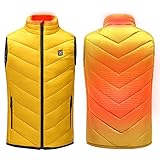 TMY 2 Bereiche Beheizte Jacke Kinderelektroheizung Weste Thermal warme Kleidung im Freien Angeln Jagdweste Winter-USB Beheizte Weste (Color : Yellow, Größe : 170CM)