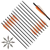 Toparchery 12er Carbon Armbrustpfeile 16Zoll/20 Zoll Carbonpfeile Armbrustbolzen Bolzen für Armbrust mit 4 Zoll Schaufeln (16 Zoll mit Orange Flügeln)