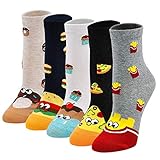 Lustige Socken Damen Bunte Socken mit Essen Motiv, Baumwolle Socken mit Witzig Muster Cupcakes Pizza Burger Pommes Donuts, Niedlich Coole Socken für Frauen Mädchen Weihnachten Geburtstag 5