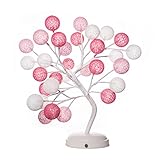 CJQW Schreibtischlampe Ins Baum Tischlampe Schlafzimmer Rattan Tischlampe Led Kleine Laterne Weihnachten USB Kabel/Batterie Dual Zweck Schreibtischlampe Dimmbare T