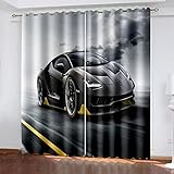 GCYKGL 3D Schlafzimmer Vorhang Sportwagen 3D Digitaldruck Waschmaschinenfest Opaque Kälte und Wärmeisolierun Kinderzimmer Wohnzimmer Verdunkelungsvorhang Größe: 2 X B110 X H215