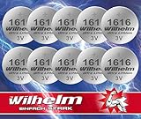 10 x CR1616 WILHELM Lithium Knopfzelle 3V 55mAh ø16 x 1,6 mm Batterie DL1616