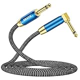 Gitarrenkabel EBXYA 6,35 mm Instrumentenkabel 3M Gitarrenkabel Rechts auf geraden Winkel 1/4' TS Nylon geflochtenes Gitarren-Patchkabel für E-Gitarren-Bass-Keyb