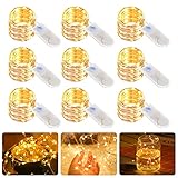 LED Lichterkette Batterie mit Timer, 2M 20LED IP65 Wasserdicht Micro Batterie-betrieben Kupfer Drahtlichterkette Lichterketten für Party, Garten, Weihnachten, Halloween, Weihnachten, 9 Stück